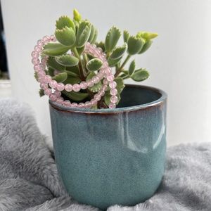 Triple Strand Natural Strawberry Quartz Positivity Healing Bracelet 🍓✨